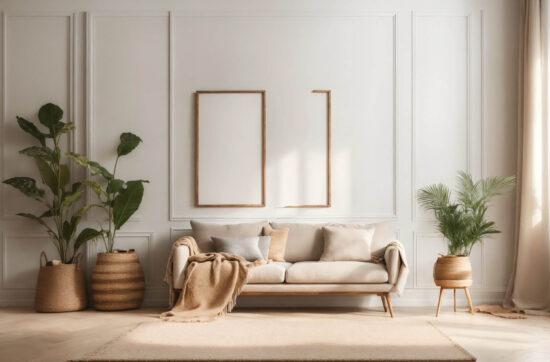 minimalist clean bright mockup photo of large blan